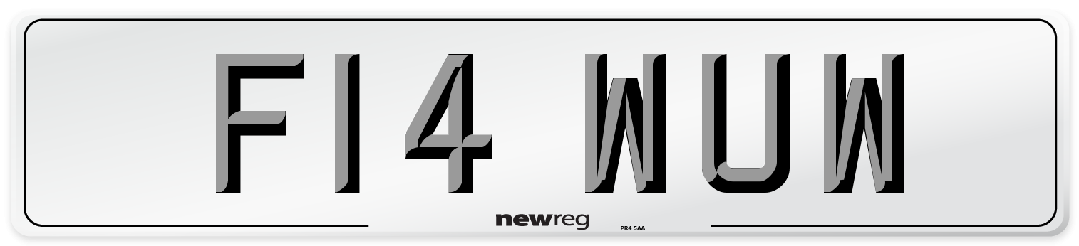 F14 WUW Number Plate from New Reg